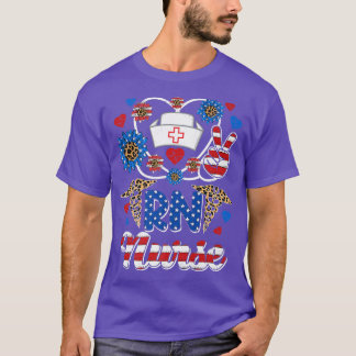 T-shirt Léopard Tournesol RN Nurse Drapeau Américain Funny