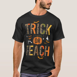 T-shirt Leopard Trick Or Teach Halloween Teacher Costume W