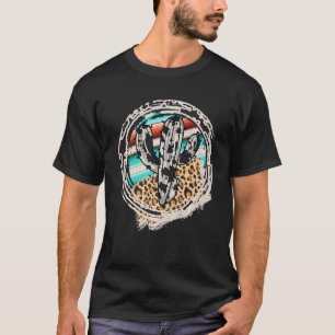 T-shirt Léopard Vache Motif Cactus Serape Imprimer Cowgirl