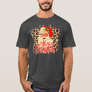 T-shirt Leopard Vintage les années 70 Père Noël Merry Chri