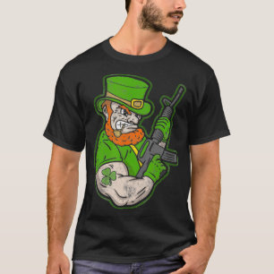 T-shirt Leprechaun AR15 Shamrock Irish Military Evil