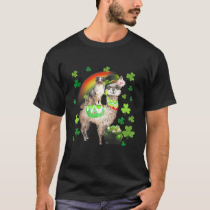 T-shirt Leprechaun Australian Shepherd Riding Llama St Pat