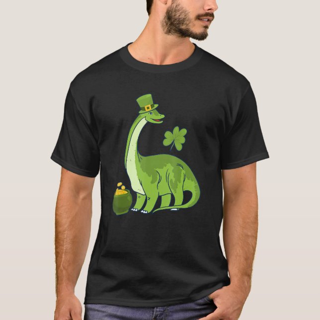 T-shirt Leprechaun Dinosaur Shamrock St Patricks Day Anima (Devant)