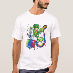 T-shirt Leprechaun équitation Unicorn irlandais Rainbow St