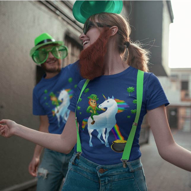 T-shirt Leprechaun équitation Unicorn Pot of Gold St Patri (Leprechaun Riding Unicorn Pot of Gold St Patrick's T-Shirt)