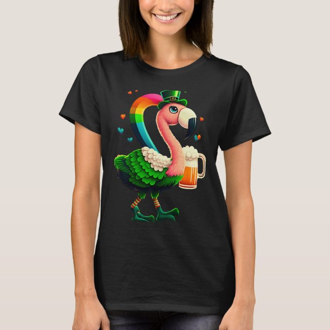T-shirt Leprechaun Flamingo Beer Irish Flamingo St Patrick (Devant)