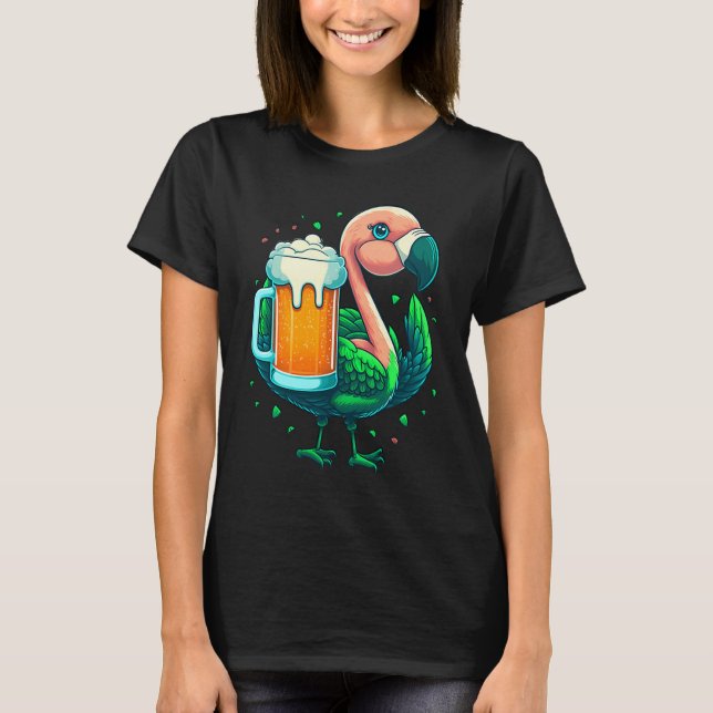 T-shirt Leprechaun Flamingo Beer Irish Flamingo St Patrick (Devant)