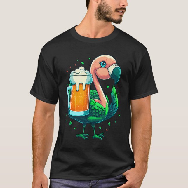T-shirt Leprechaun Flamingo Beer Irish Flamingo St Patrick (Devant)