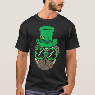 T-shirt Leprechaun Hat Pug Shamrock Glasses St Patricks Da