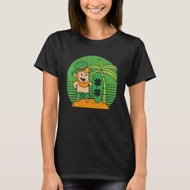 T-shirt Leprechaun Hawaiian Surfing St Patricks Day Hawaii (Devant)