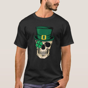 T-shirt Leprechaun Irlandais Skull Skeleton Shamrock St Pa