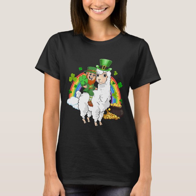 T-shirt Leprechaun Ride Llama Alpaca Saint Patricks Day (Devant)
