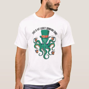 T-shirt Leprechaun This-Is-My-Lucky-Drinking-Octopus Part