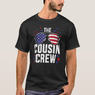 T-shirt L'Équipage Cousin Avec Nous Drapeau Américain Pour