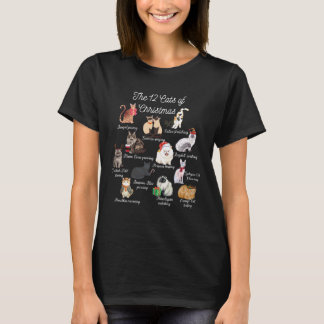 T-shirt Les 12 chats de Noël, Chats de Noël mignons, Chat