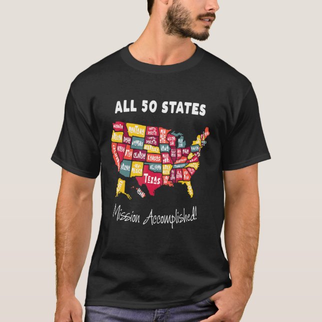 T-shirt Les 50 États Mission Réalisé Momento Pour Hommes (Devant)