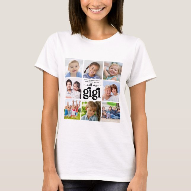 T-shirt Les 8 photos modernes de Collage de noms m'appelle (Devant)