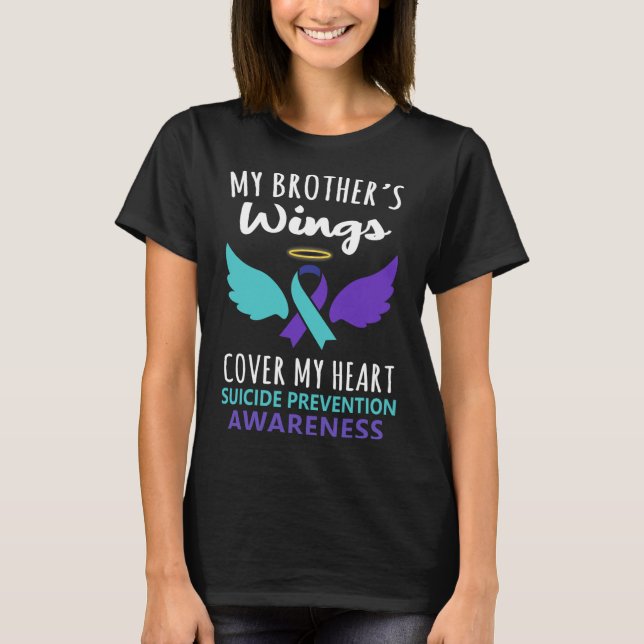 T-shirt Les ailes de mon frère couvrent la sensibilisation (Devant)
