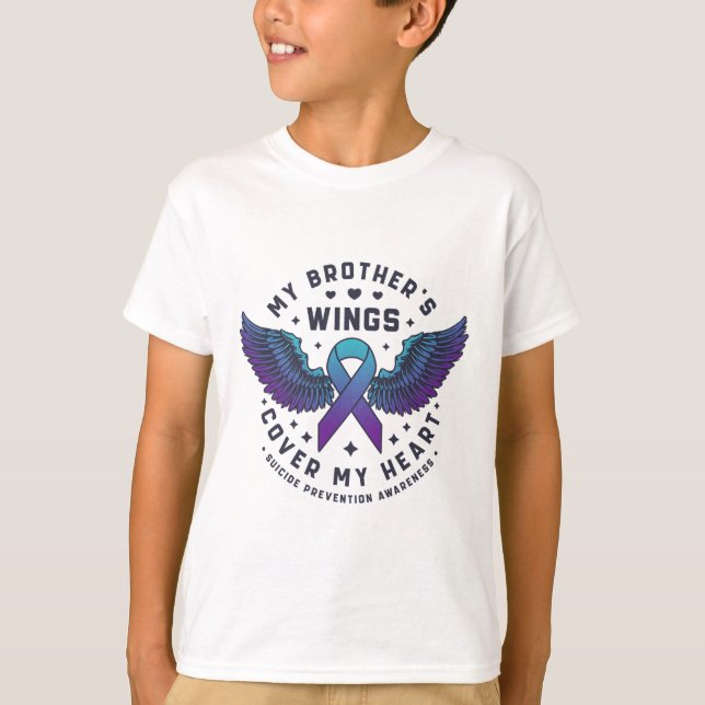 T-shirt Les ailes de mon frère couvrent mon coeur Suicide  (Devant)
