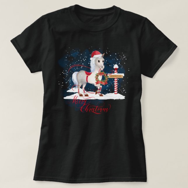 T-shirt Les amateurs de chevaux Pôle Nord de Noël (Design devant)