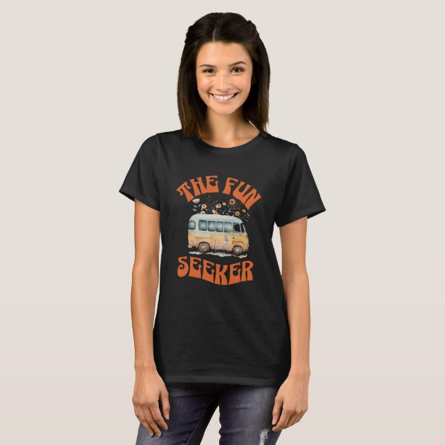 T-shirt Les amateurs hippy retro typographie camper van (Devant entier)