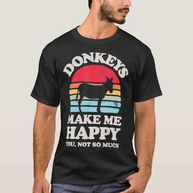 T-shirt Les ânes me rendent heureux Drôle Drôle Donkey Ret (Devant)