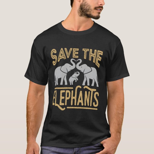 T-shirt Les Animaux En Danger Sauvent Les Éléphants (Devant)