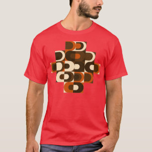 T-shirt les années 70 Motif Retro Industrie en Orange et D