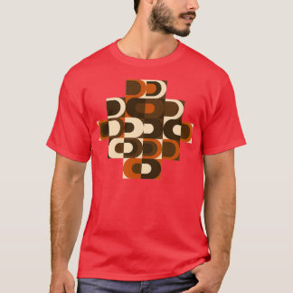 T-shirt les années 70 Motif Retro Industrie en Orange et D