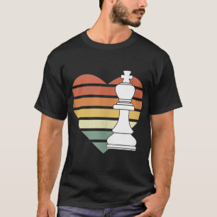 T-shirt les années 70 Retro King Chess Piece Heart Joueur 
