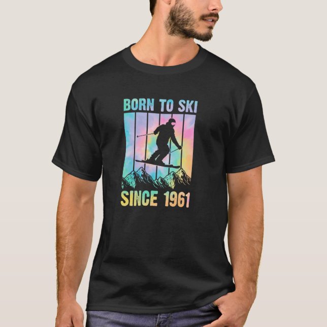 T-shirt les années 70 Style Mountain Trip Né À Ski Depuis  (Devant)
