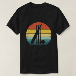T-shirt les années 70 Vintage Bat Ball Wicket Cricket Retr
