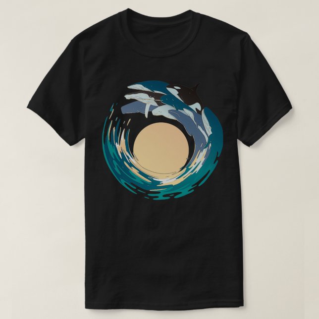 T-shirt Les baleines se jettent dans l'eau (Design devant)