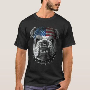 T-shirt Les Bulldogs américains adorent le chien du drapea