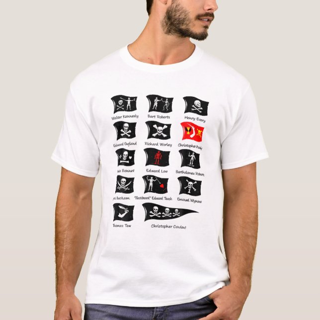 T-shirt Les Célèbres Pirates Drapeaux Crâne Et Crossbones (Devant)