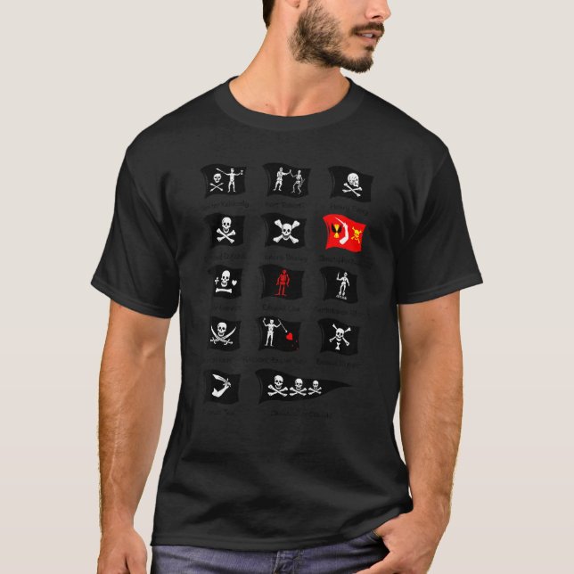 T-shirt Les Célèbres Pirates Drapeaux Crâne Et Crossbones (Devant)