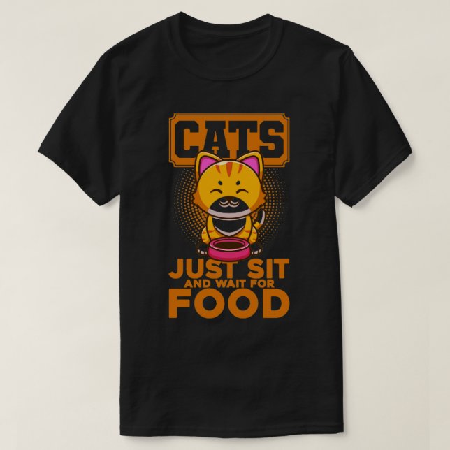 T-shirt Les Chats Attendent Pour La Nourriture Amoureux de (Design devant)