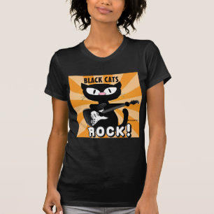 T-shirt LES CHATS NOIRS ROCK! Chat de dessin animé noir jo