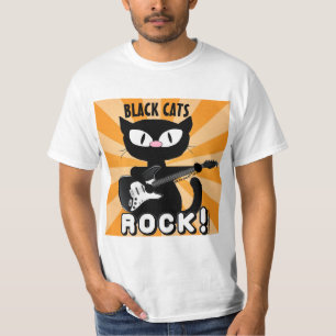 T-shirt LES CHATS NOIRS ROCK! Chat de dessin animé noir jo