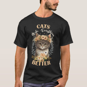 T-shirt Les chats rendent tout meilleur animal de la couro