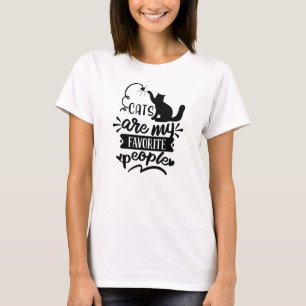 T-shirt Les chats sont mes gens préférés Citer Black Graph