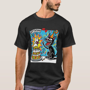 T-shirt Les chiens et les chats célèbrent un anniversaire.