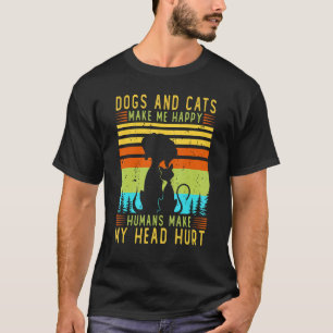 T-shirt Les chiens et les chats me rendent heureux Les hum