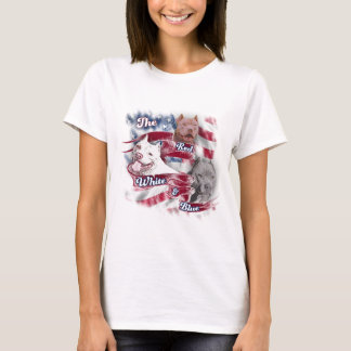 T-shirt Les chiens rouges, blancs et bleus de Pitbull
