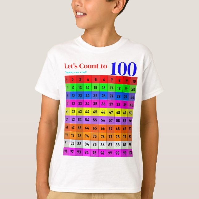 T-shirt Les chiffres sont Cool, 1-100 chiffres Graphique E (Devant)