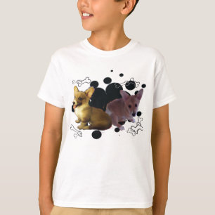 T-shirt Les chiots de corgi avec le noir pointille