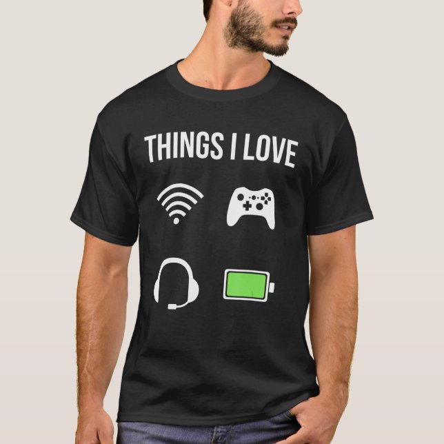 T-shirt Les choses que j'aime Gamer Battery Headset Wlan C (Devant)