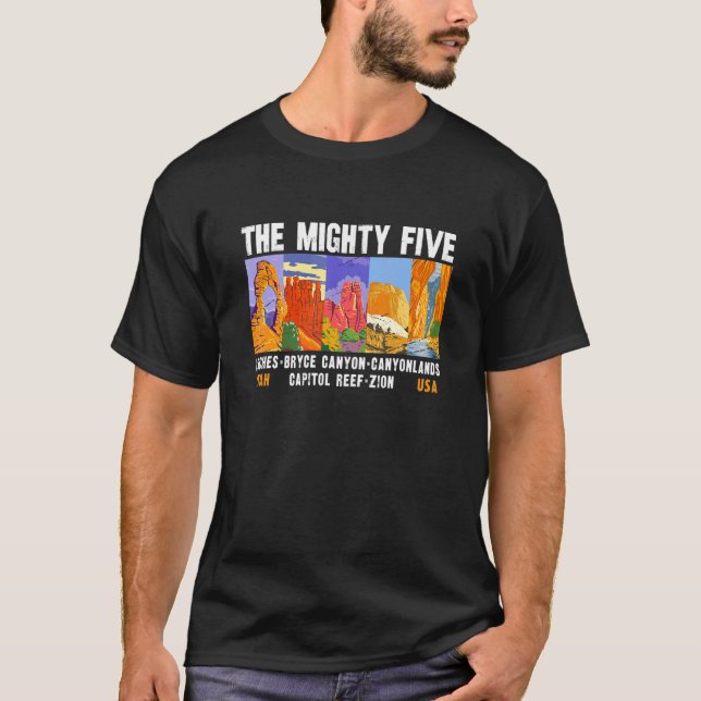 T-shirt Les cinq puissants parcs nationaux de l'Utah sont  (Devant)