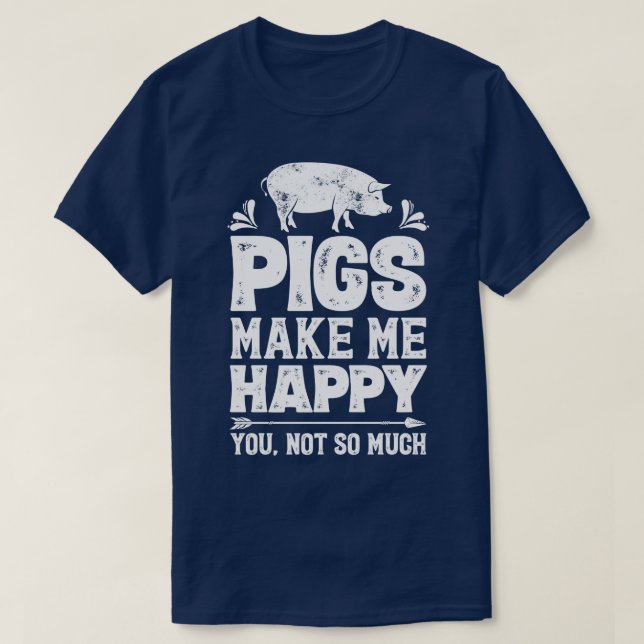 T-shirt Les Cochons Me Rendent Heureux Les Cadeaux Farmant (Design devant)