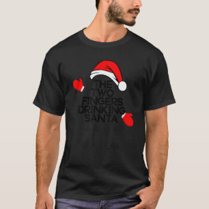 T-shirt Les Deux Doigts Boire Père Noël Funny Bourbon Chri